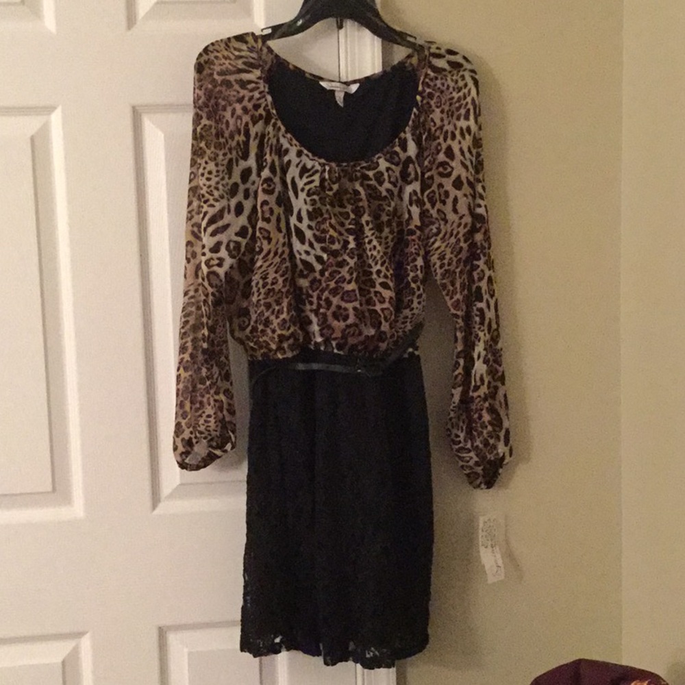 BRAND NEW Belted Cheetah/black dress